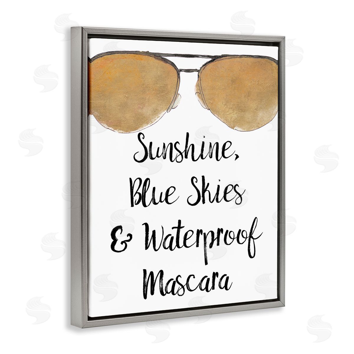 Fun Mascara Phrase Grey Floating Frame Canvas Wall Art, Home Decor by Lanie Loreth