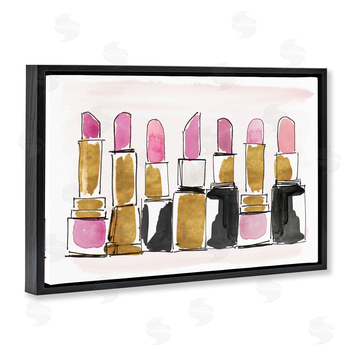Lanie Loreth Glam Lipstick Doodle Black Floating Frame Canvas Wall Art Print