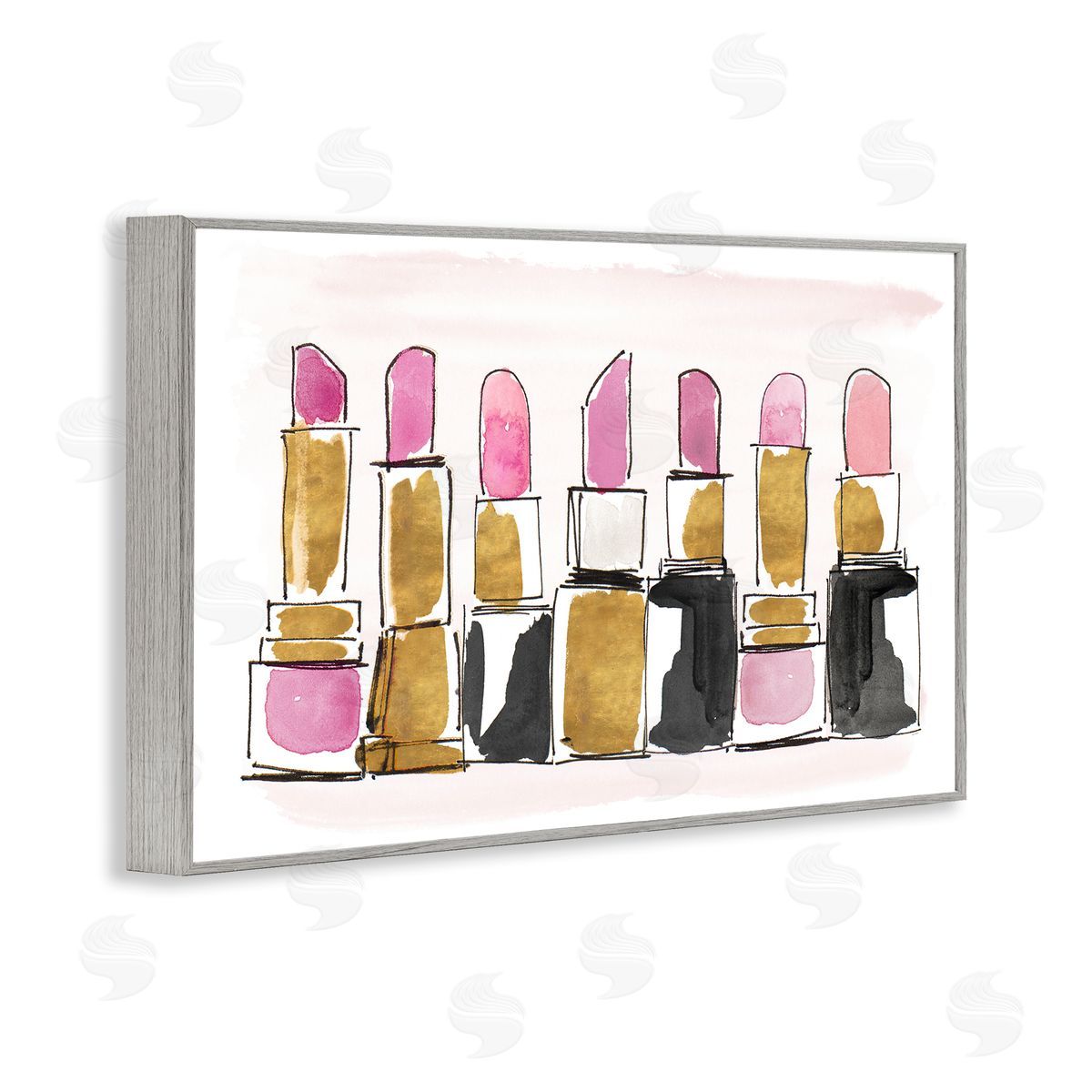 Lanie Loreth Glam Lipstick Doodle Gray Framed Giclee Wall Art Print