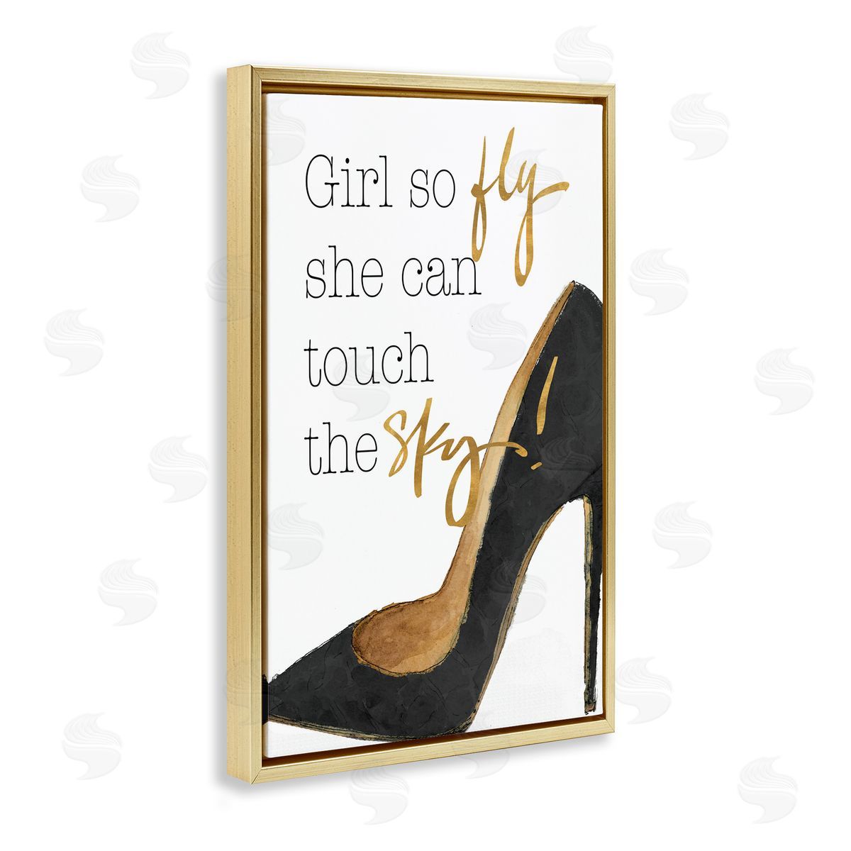 Touch The Sky Phrase Gold Floating Frame Canvas Wall Art, Home Decor by Lanie Loreth