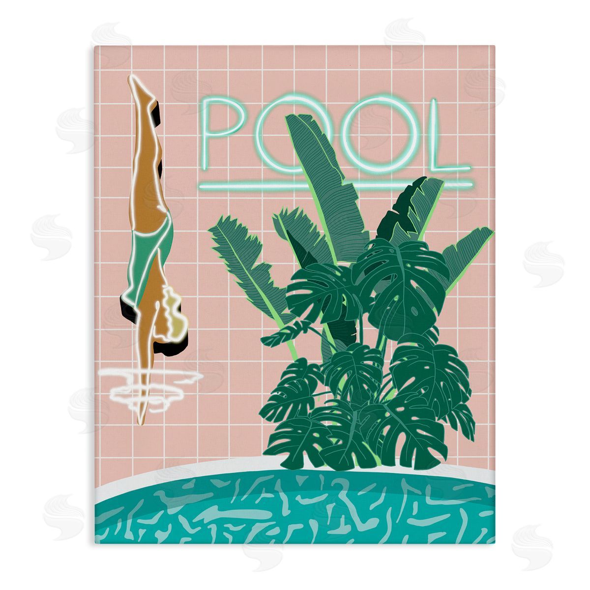 Retro Diving Pool Canvas Wall Art, Home Decor by Jen Bucheli