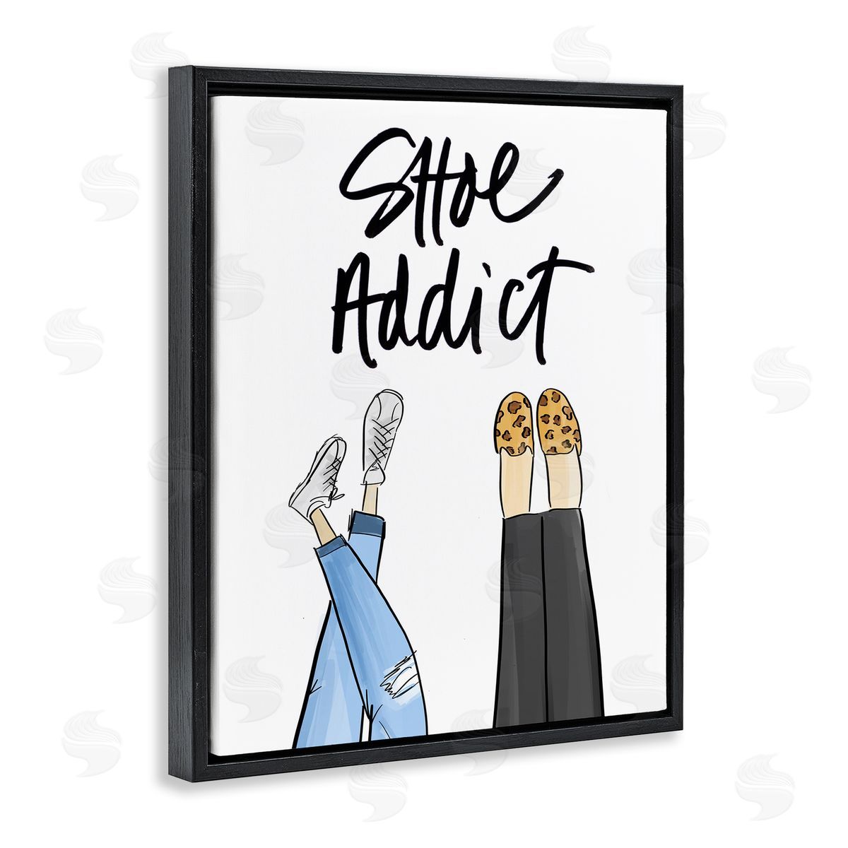 Shoe Addict Phrase Black Floating Frame Canvas Wall Art, Home Decor by Anna Quach