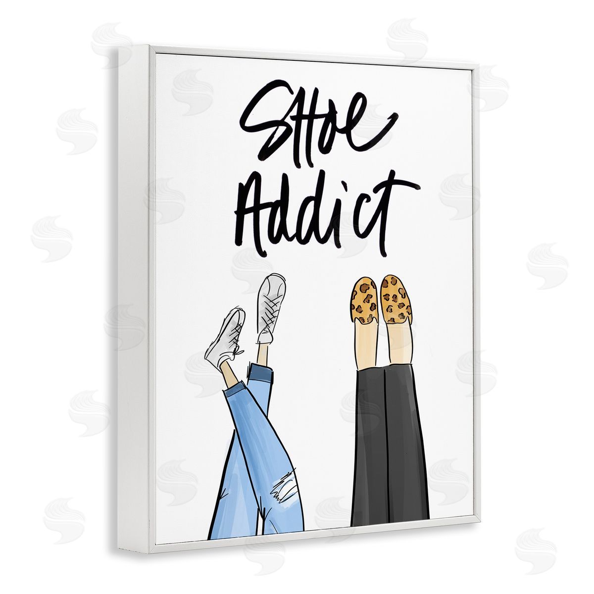 Shoe Addict Phrase White Frame Print Wall Art, Home Decor by Anna Quach