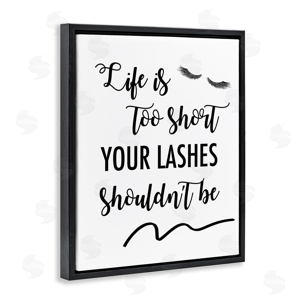 Fun Lashes Phrase Black Floating Frame Canvas Wall Art, Home Decor by Anna Quach