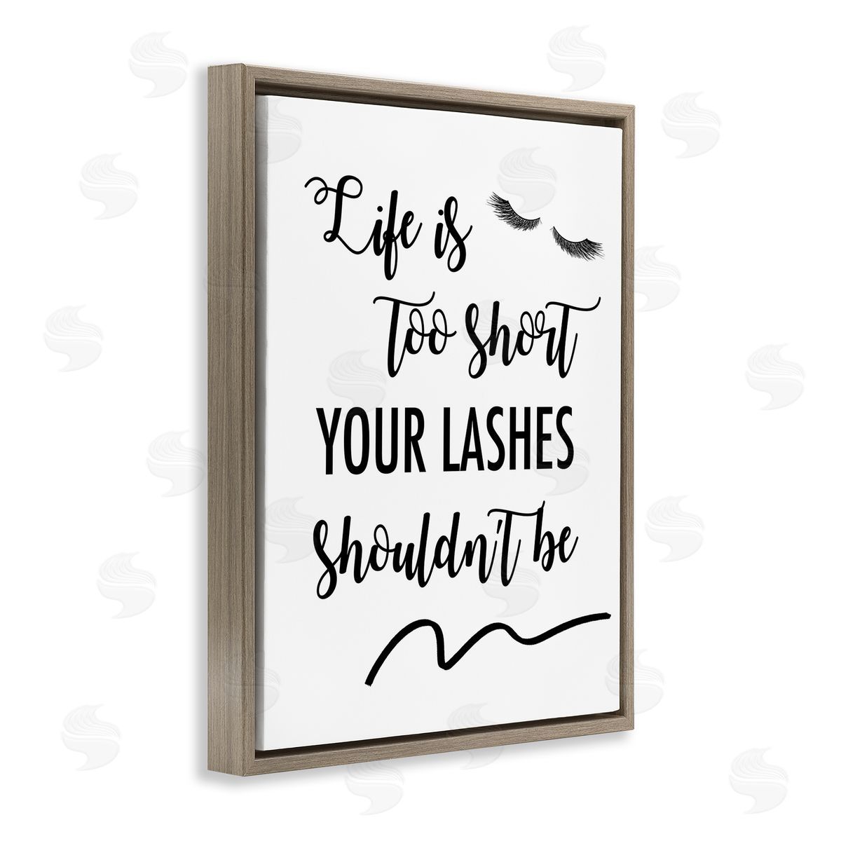 Fun Lashes Phrase Brown Floating Frame Canvas Wall Art, Home Decor by Anna Quach
