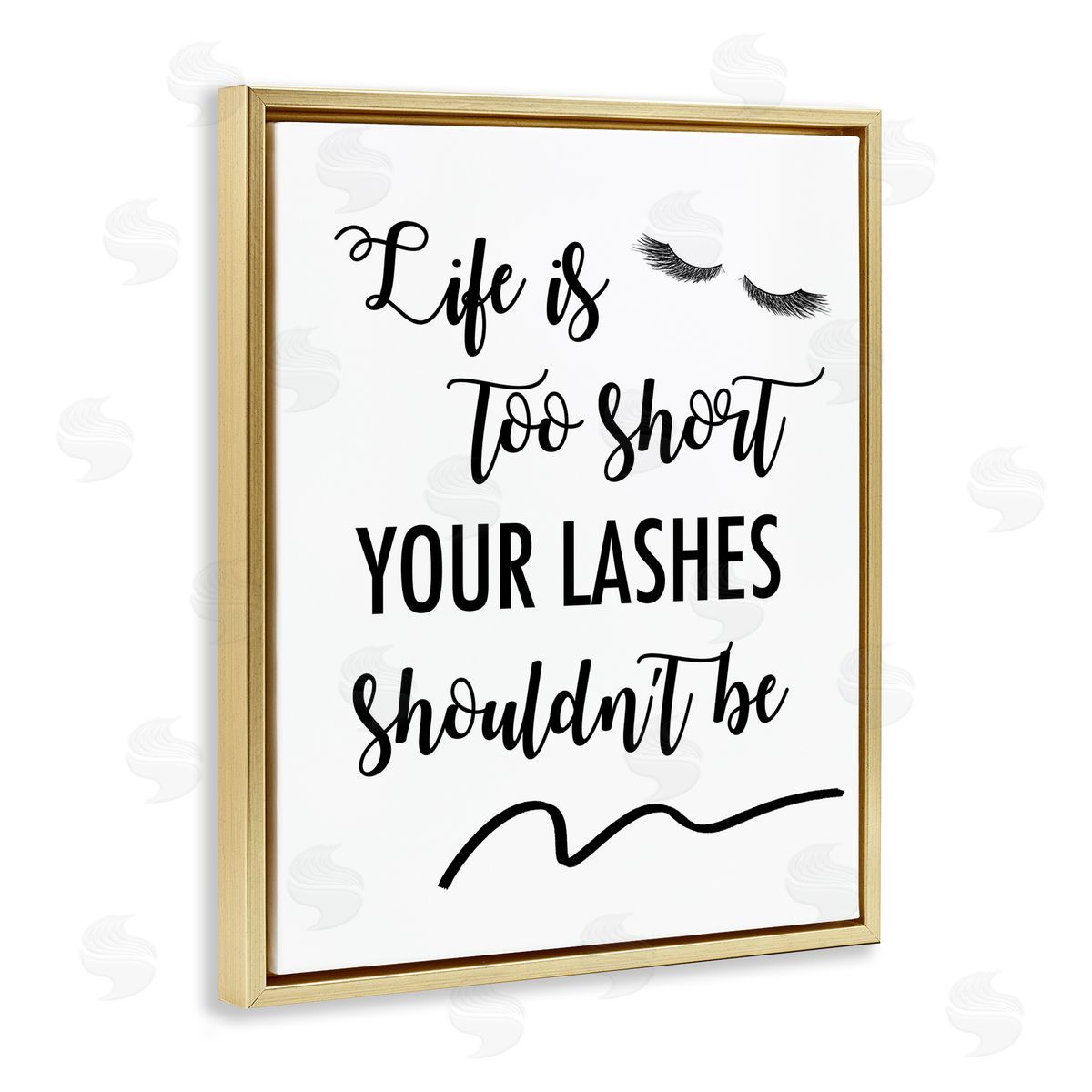 Fun Lashes Phrase Gold Floating Frame Canvas Wall Art, Home Decor by Anna Quach