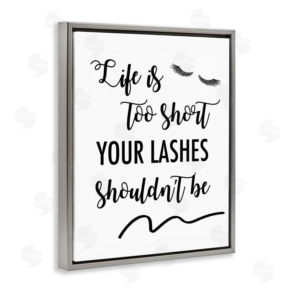 Fun Lashes Phrase Grey Floating Frame Canvas Wall Art, Home Decor by Anna Quach