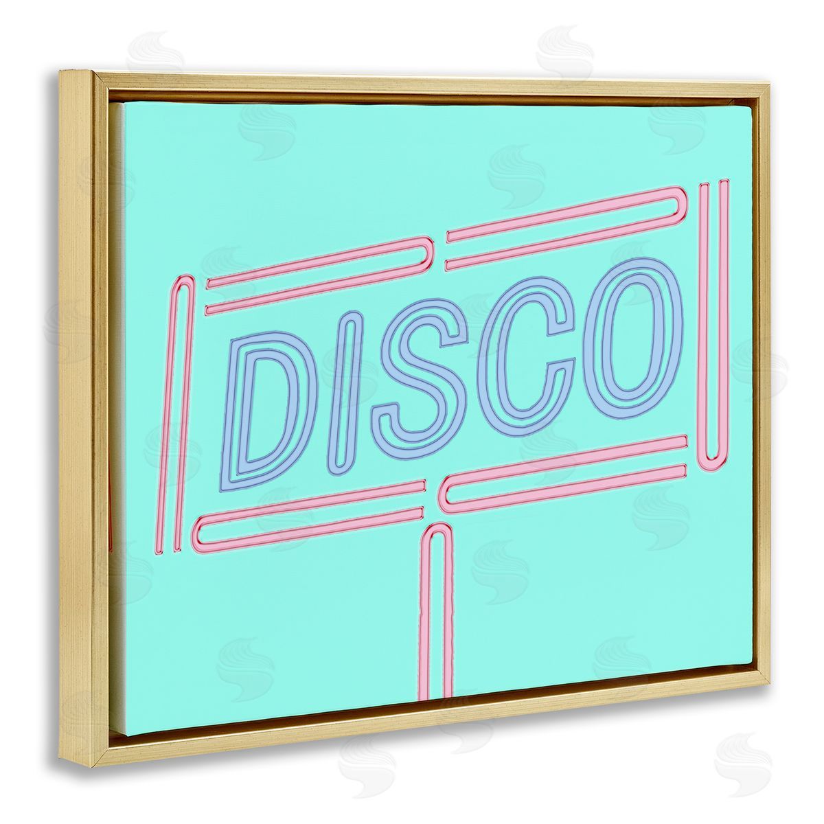 Retro Disco Sign Gold Floating Frame Canvas Wall Art, Home Decor by Sd Graphics Studio