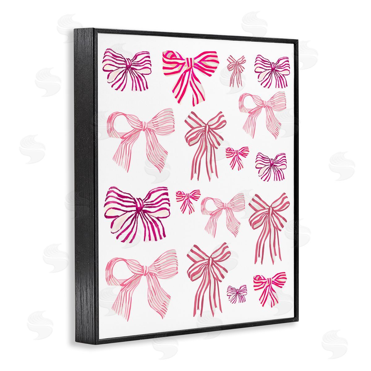 Varied Pink Bows Black Frame Print Wall Art, Home Decor by Amelia Noyes