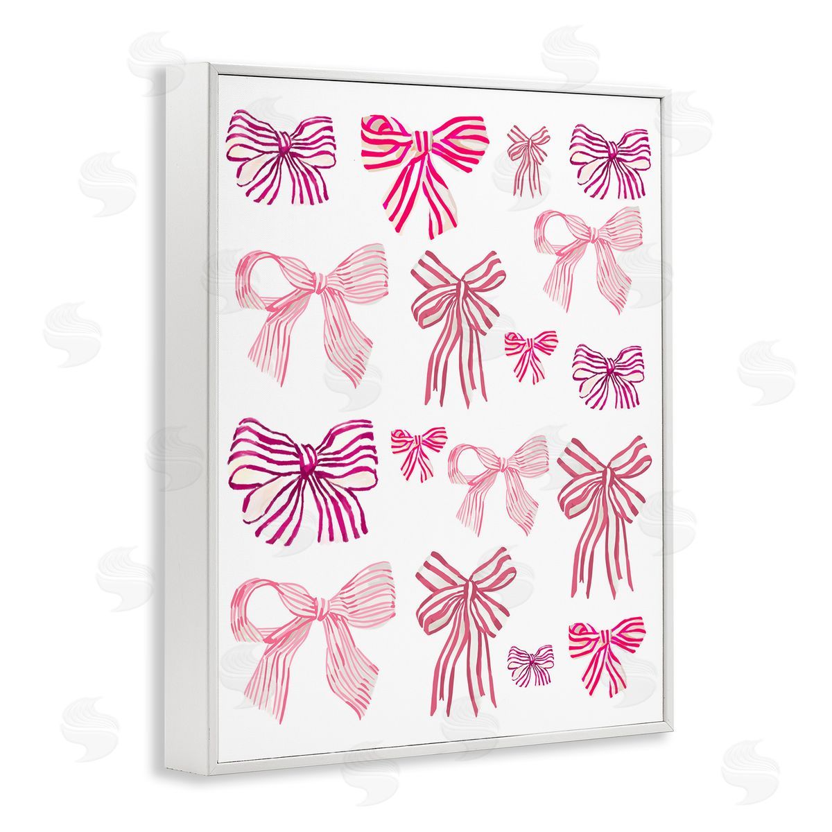 Varied Pink Bows White Frame Print Wall Art, Home Decor by Amelia Noyes