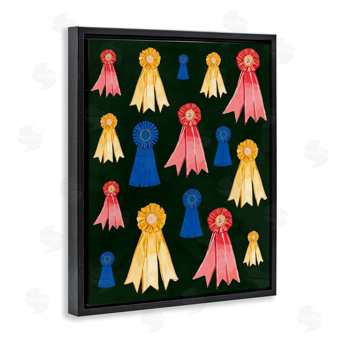 Equestrian Ribbon Awards Black Floating Frame Canvas Wall Art, Home Decor by Amelia Noyes