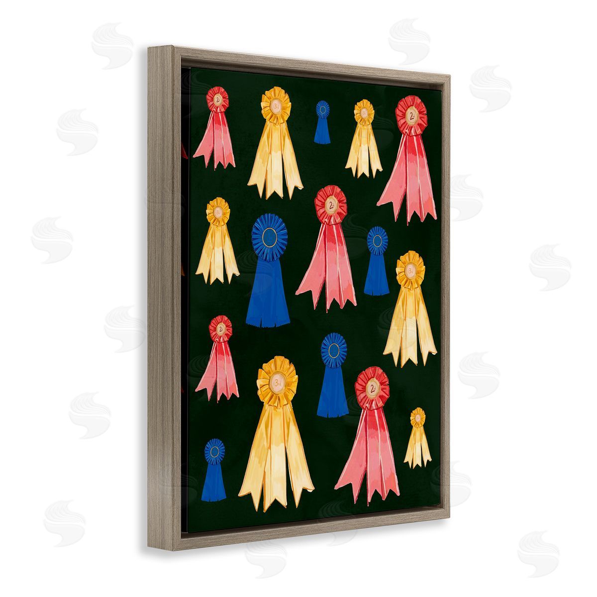 Equestrian Ribbon Awards Brown Floating Frame Canvas Wall Art, Home Decor by Amelia Noyes