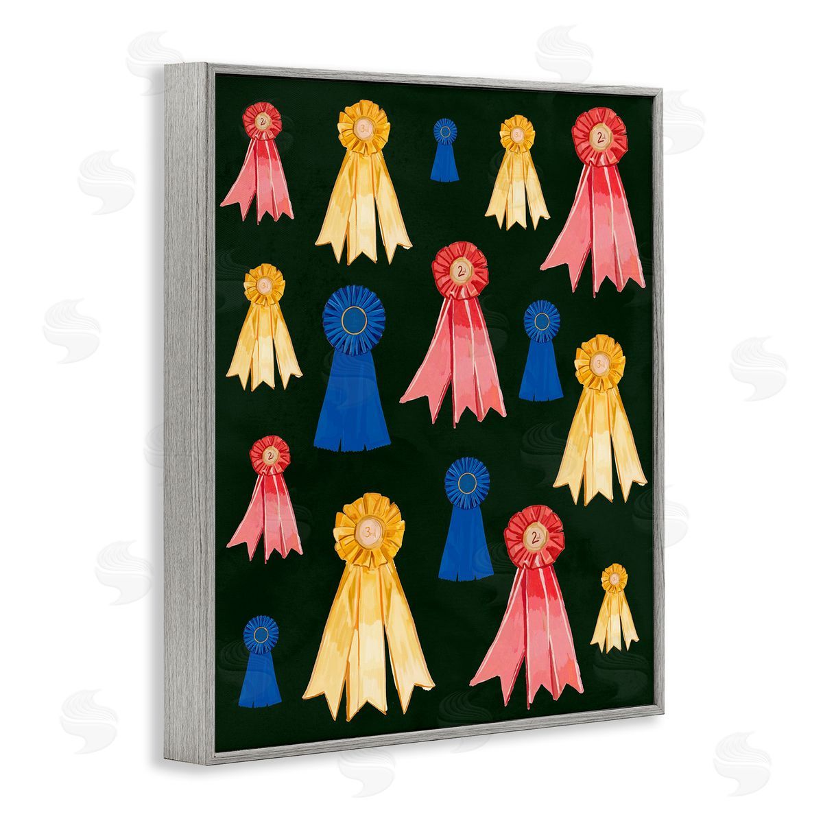 Equestrian Ribbon Awards Grey Frame Print Wall Art, Home Decor by Amelia Noyes