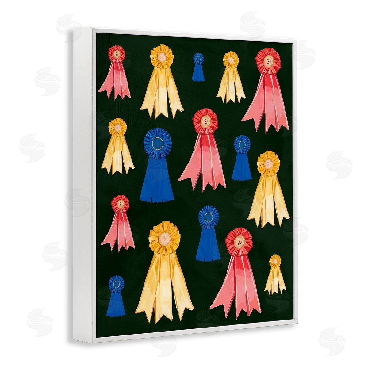 Equestrian Ribbon Awards White Frame Print Wall Art, Home Decor by Amelia Noyes