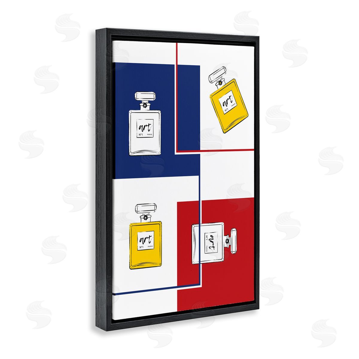 Classic Design with Perfumes Black Floating Frame Canvas Wall Art, Home Decor by Martina Pavlova