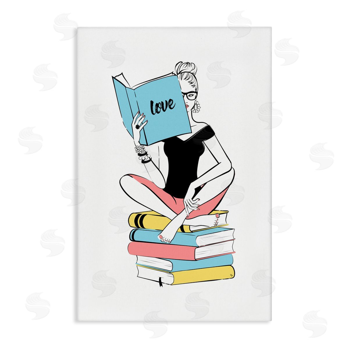 Book Love Girl Canvas Wall Art, Home Decor by Martina Pavlova