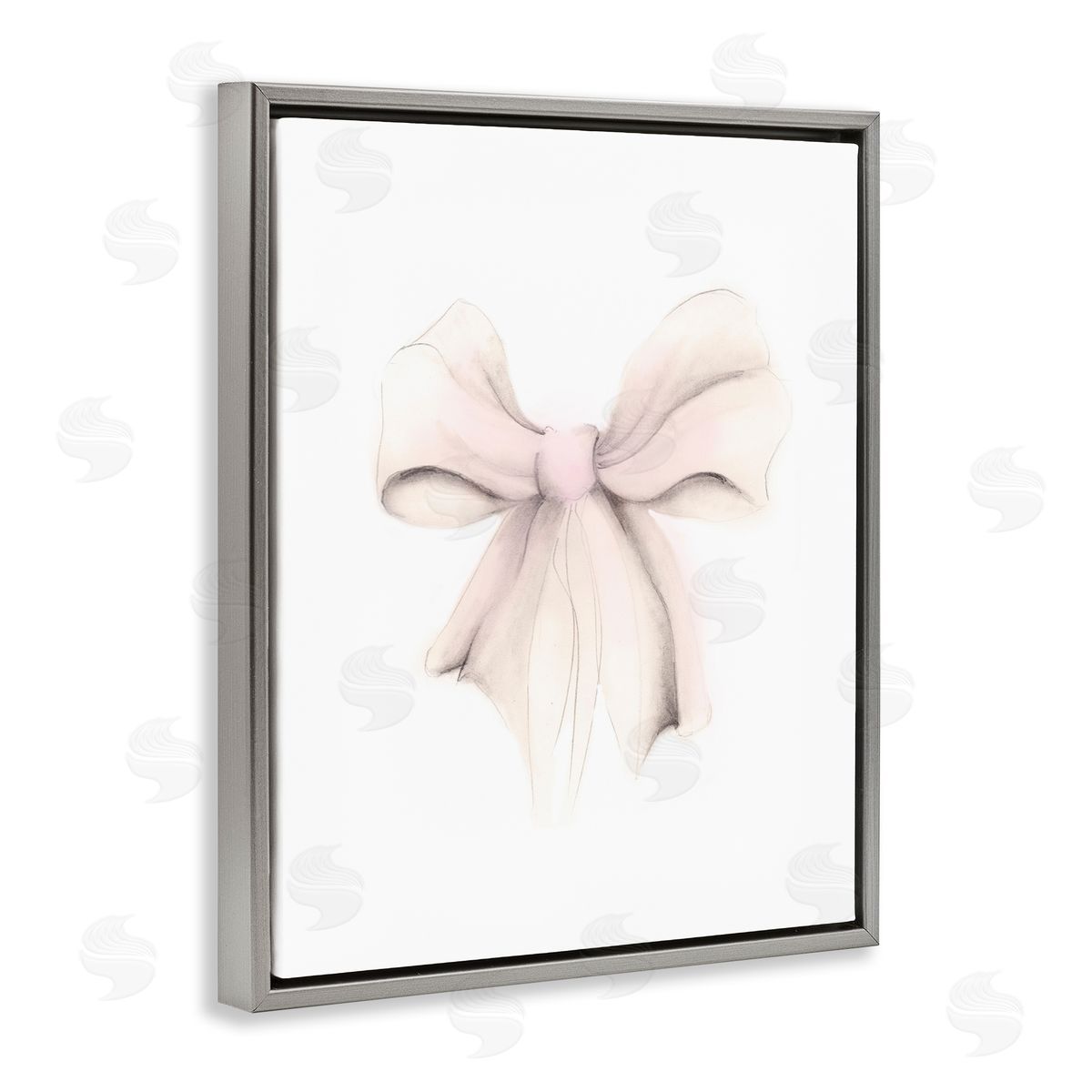 Soft Pale Ribbon Grey Floating Frame Canvas Wall Art, Home Decor by Studio Q