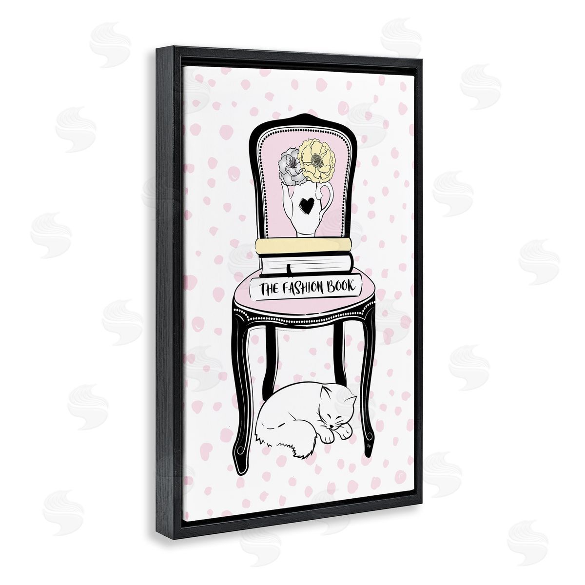 Fashion Book on Chair Black Floating Frame Canvas Wall Art, Home Decor by Martina Pavlova