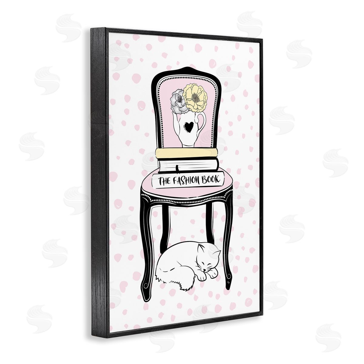 Fashion Book on Chair Black Frame Print Wall Art, Home Decor by Martina Pavlova
