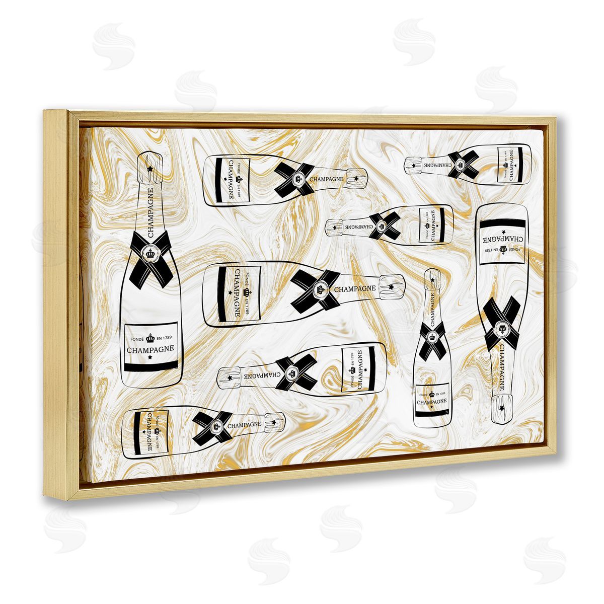 Martina Pavlova Gold Streaked Champagne Gold Floating Frame Canvas Wall Art Print