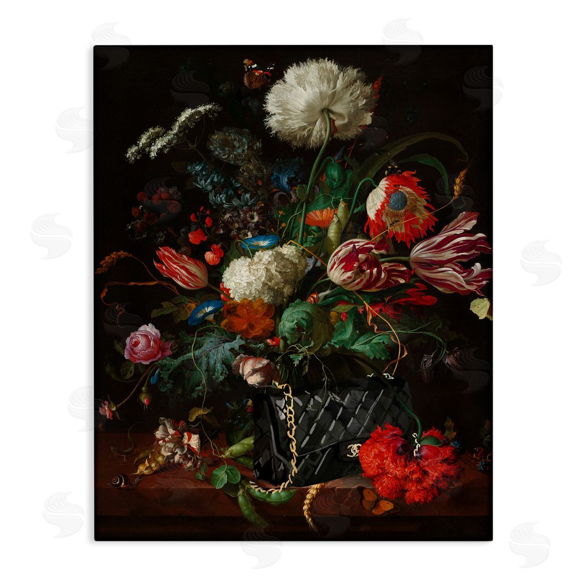 Vintage Bouquet with Purse Canvas Wall Art, Home Decor by Amelia Noyes