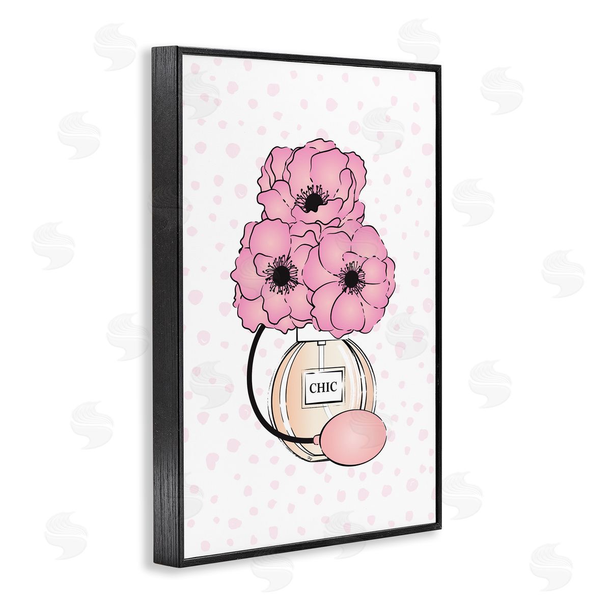 Pink Florals in Perfume Black Frame Print Wall Art, Home Decor by Martina Pavlova