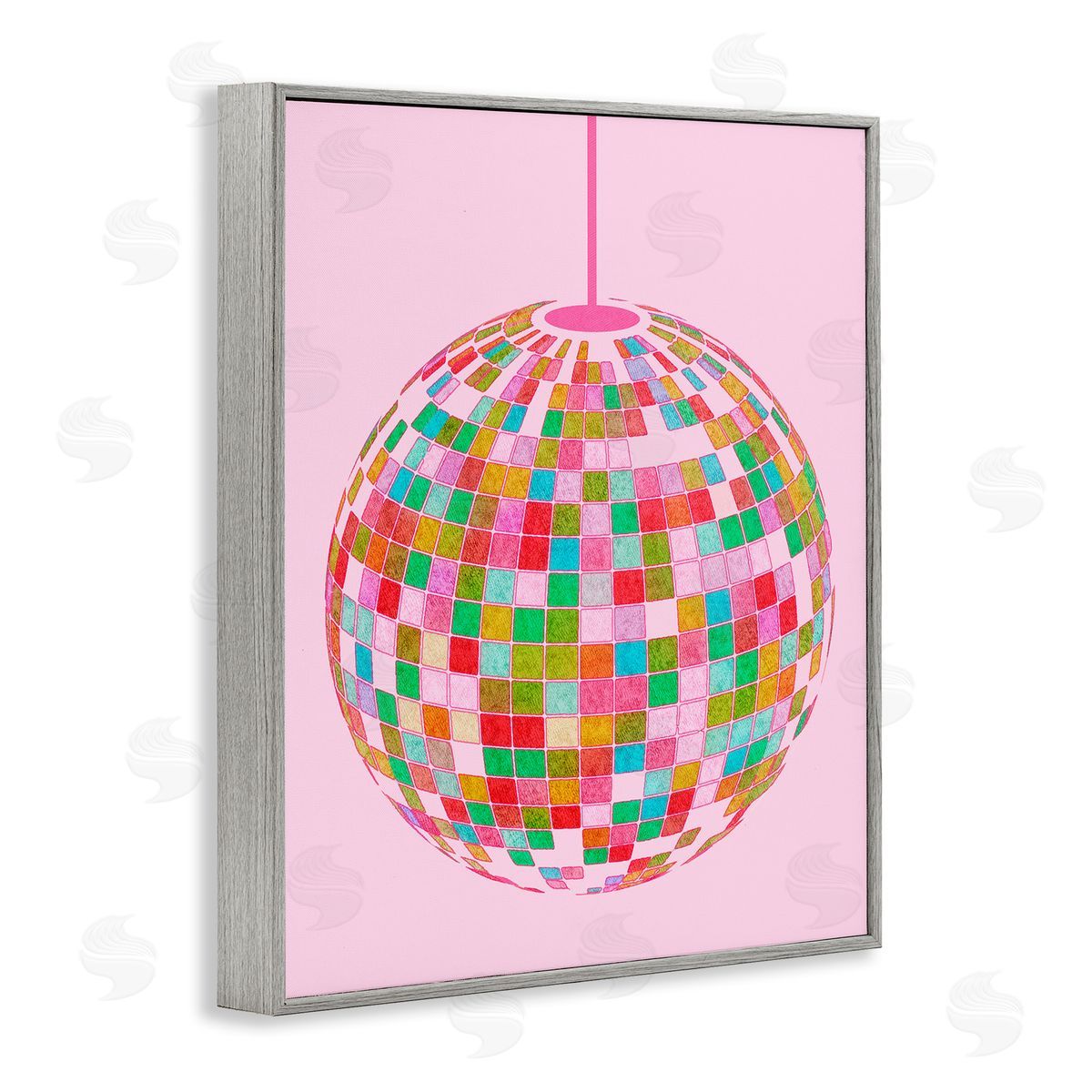Bold Patterned Disco Ball Grey Frame Print Wall Art, Home Decor by Stupell Studio
