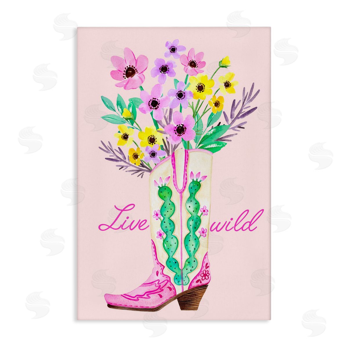 Live Wild Cowgirl Boot Canvas Wall Art, Home Decor by Enya Todd