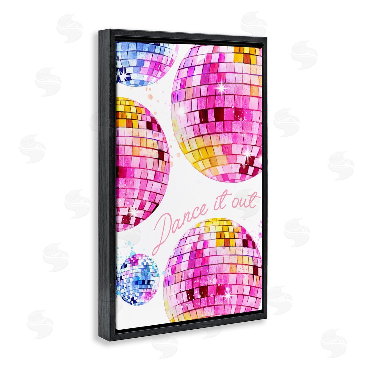 Dance It Out Disco Balls Black Floating Frame Canvas Wall Art, Home Decor by Enya Todd
