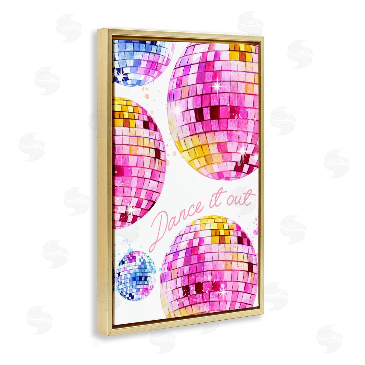 Dance It Out Disco Balls Gold Floating Frame Canvas Wall Art, Home Decor by Enya Todd