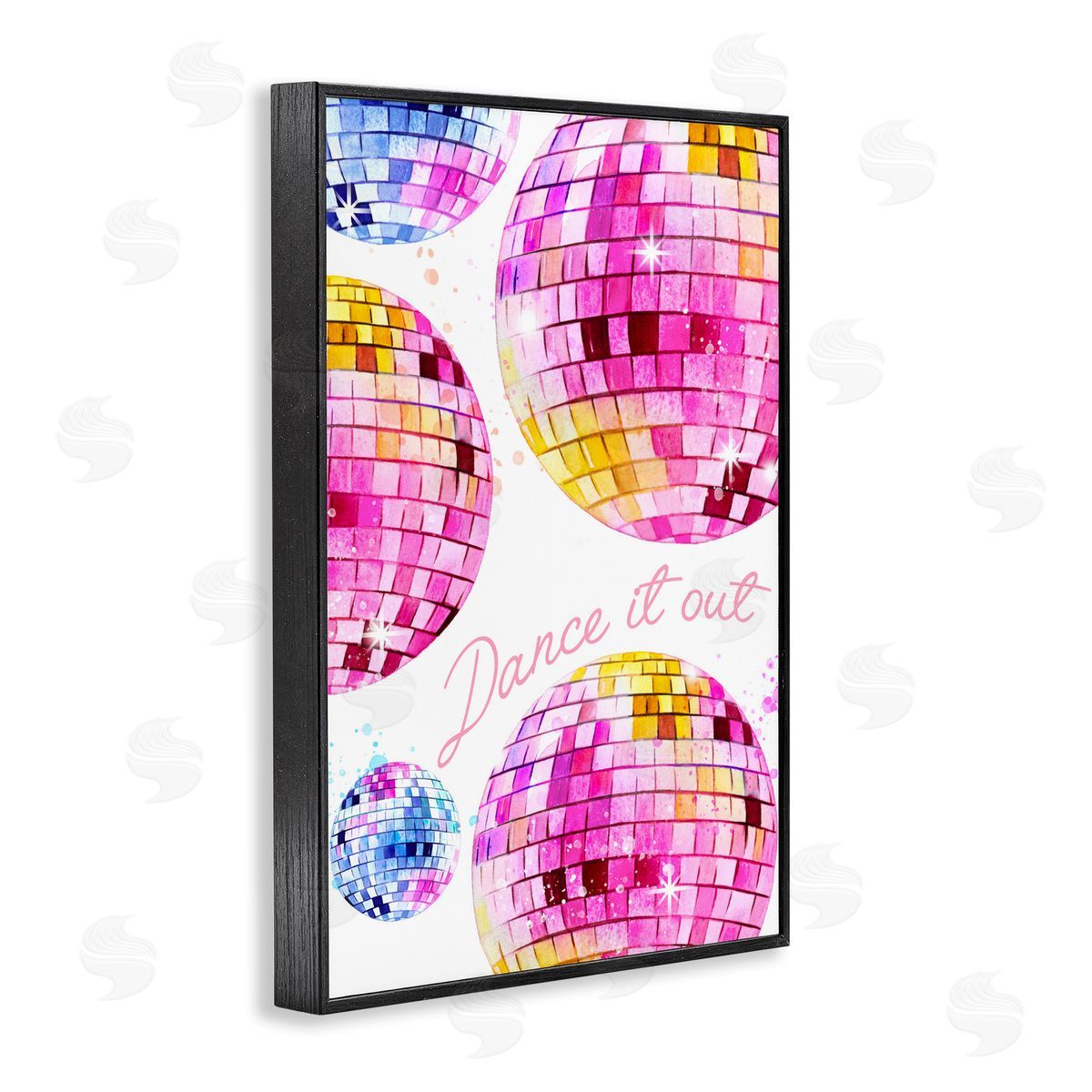 Dance It Out Disco Balls Black Frame Print Wall Art, Home Decor by Enya Todd