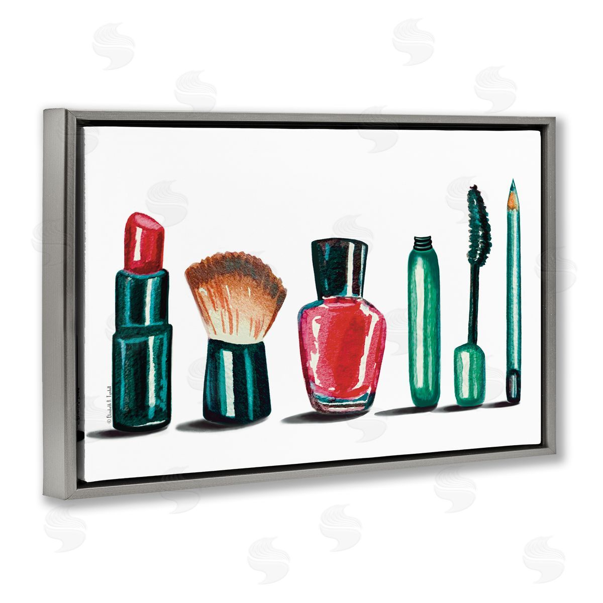 Elizabeth Tyndall Makeup Tools & Brushes Gray Floating Frame Canvas Wall Art Print