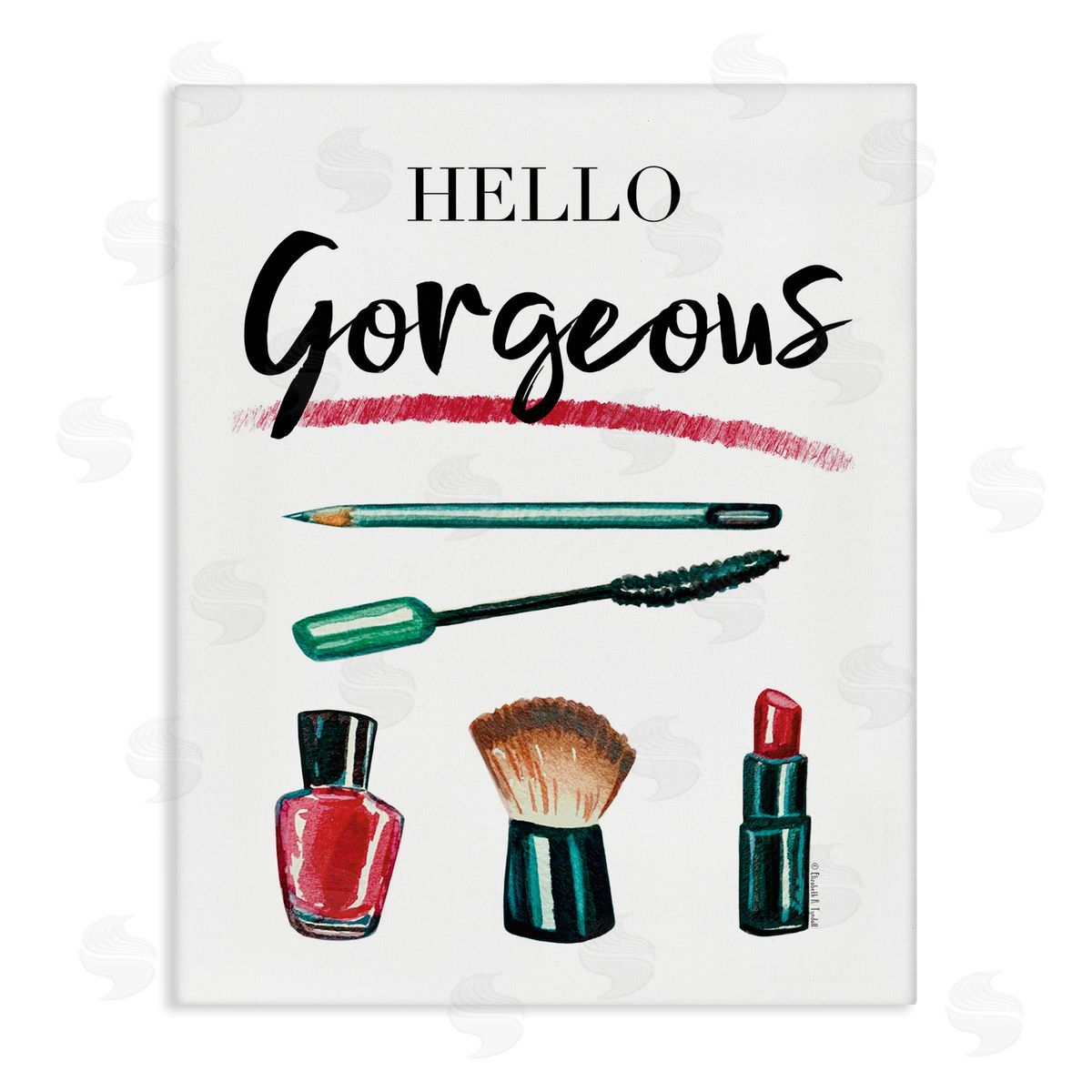 Hello Gorgeous with Makeup Canvas Wall Art, Home Decor by Elizabeth Tyndall