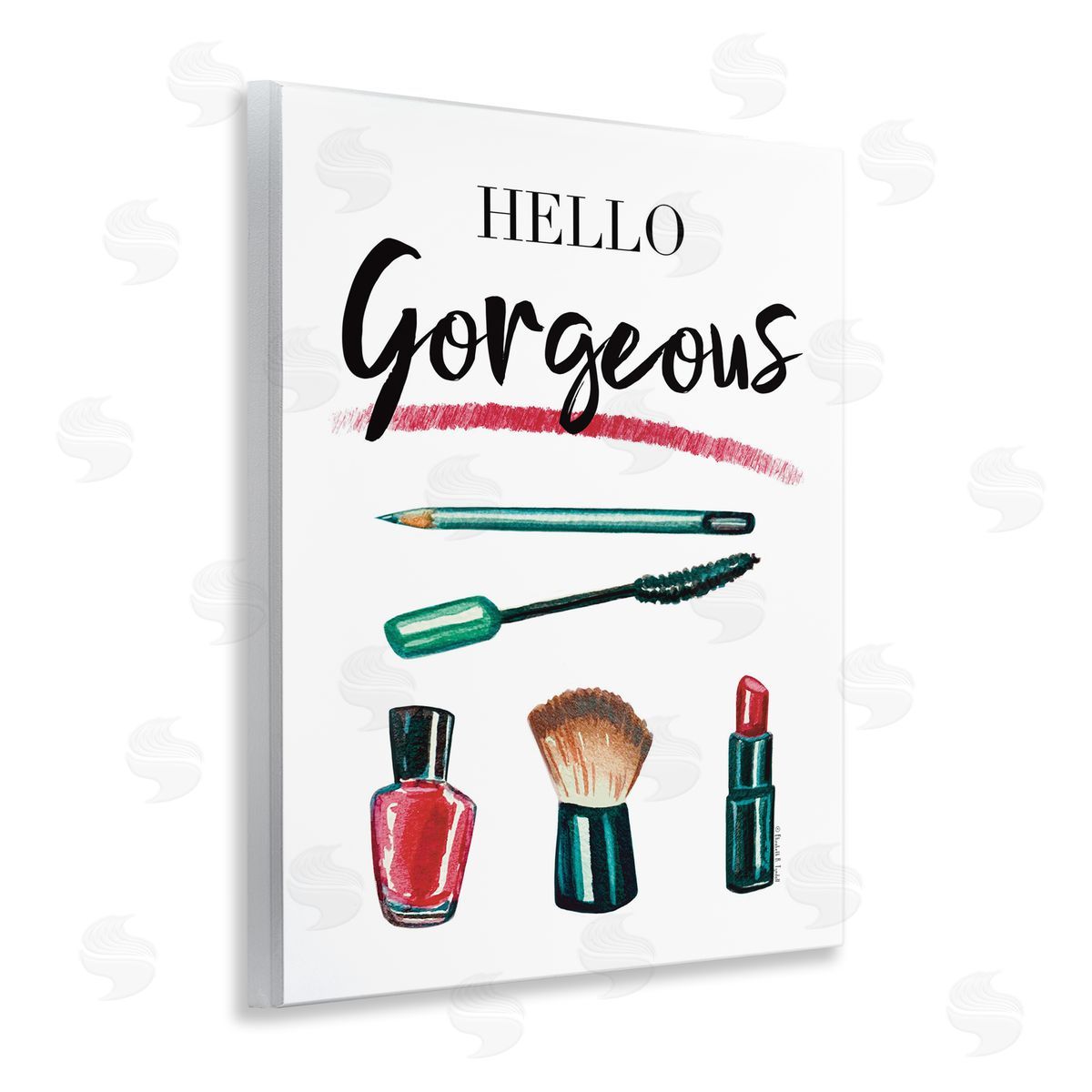Hello Gorgeous with Makeup Wood Plaque Wall Art, Home Decor by Elizabeth Tyndall
