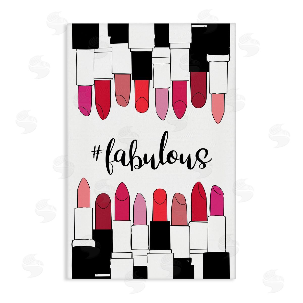 Hashtag Fabulous Lipstick Canvas Wall Art, Home Decor by Martina Pavlova