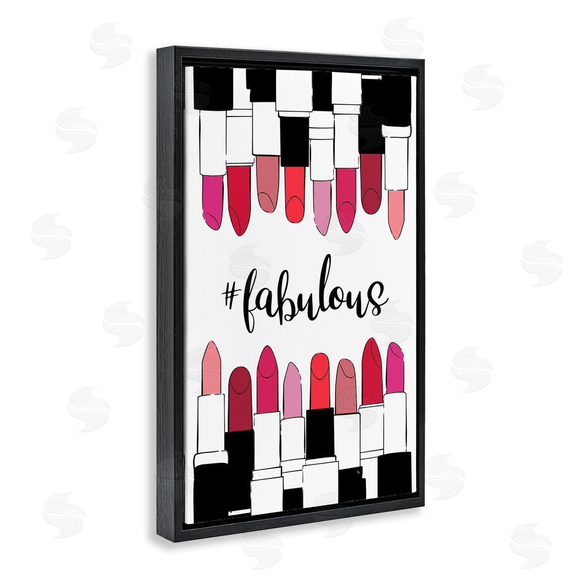 Hashtag Fabulous Lipstick Black Floating Frame Canvas Wall Art, Home Decor by Martina Pavlova