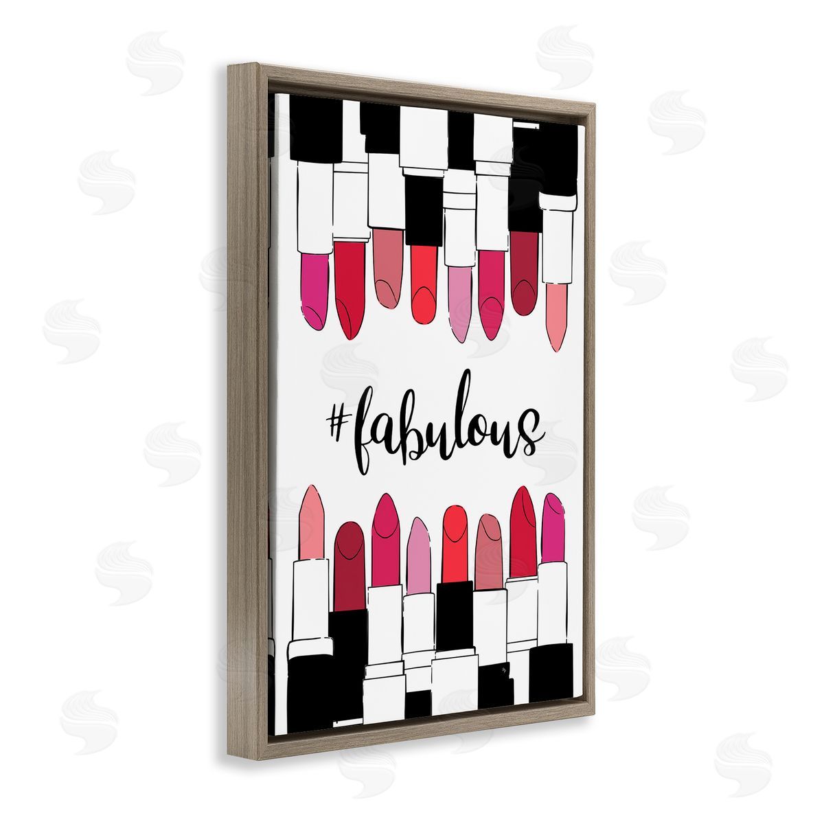 Hashtag Fabulous Lipstick Brown Floating Frame Canvas Wall Art, Home Decor by Martina Pavlova