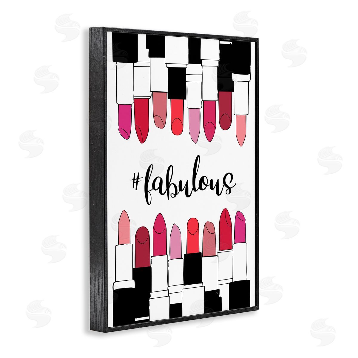 Hashtag Fabulous Lipstick Black Frame Print Wall Art, Home Decor by Martina Pavlova