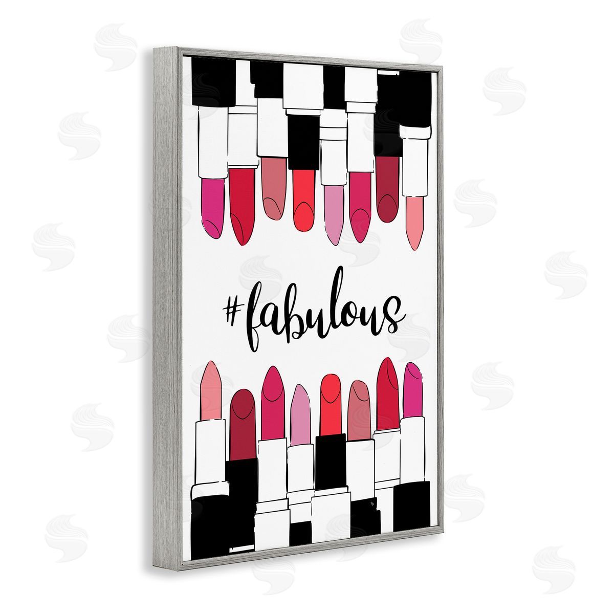 Hashtag Fabulous Lipstick Grey Frame Print Wall Art, Home Decor by Martina Pavlova