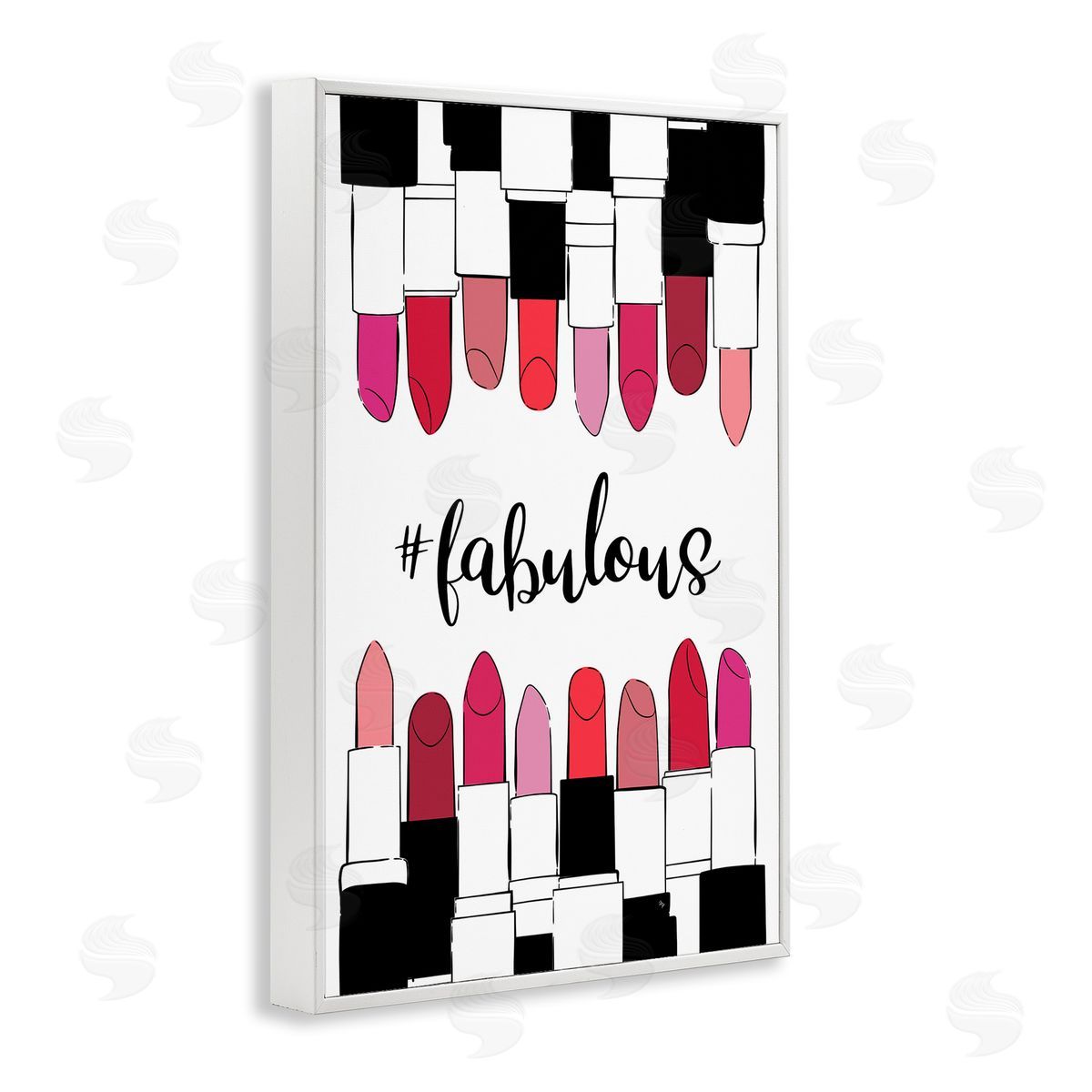 Hashtag Fabulous Lipstick White Frame Print Wall Art, Home Decor by Martina Pavlova