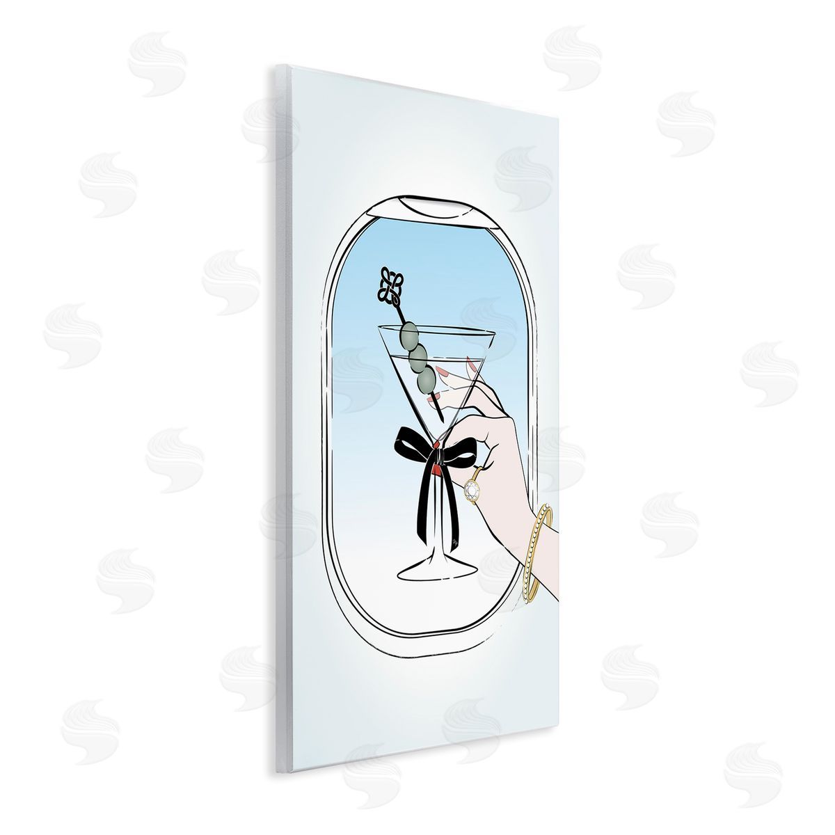 First Class Cocktail Wood Plaque Wall Art, Home Decor by Martina Pavlova