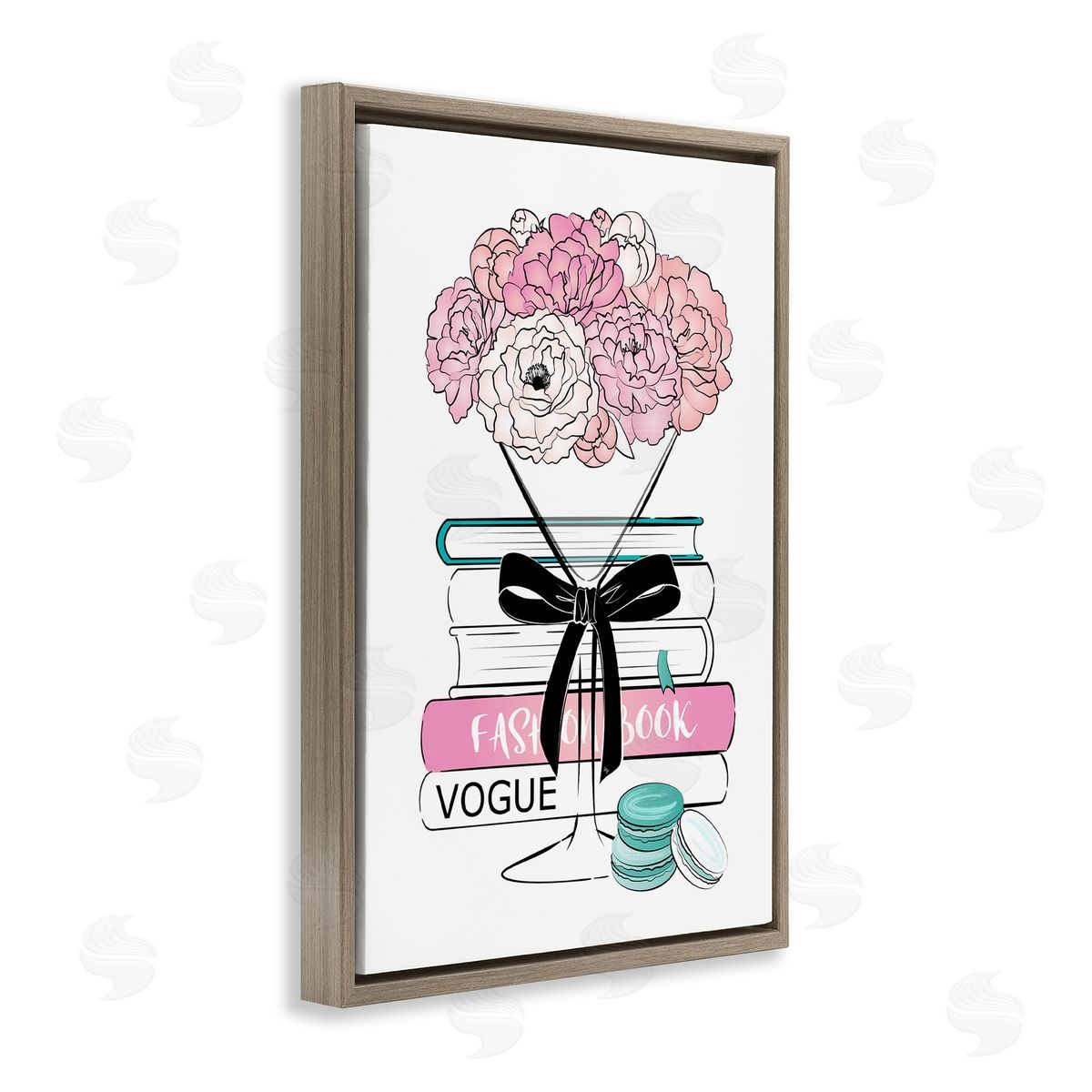Flower Bouquet Martini Brown Floating Frame Canvas Wall Art, Home Decor by Martina Pavlova