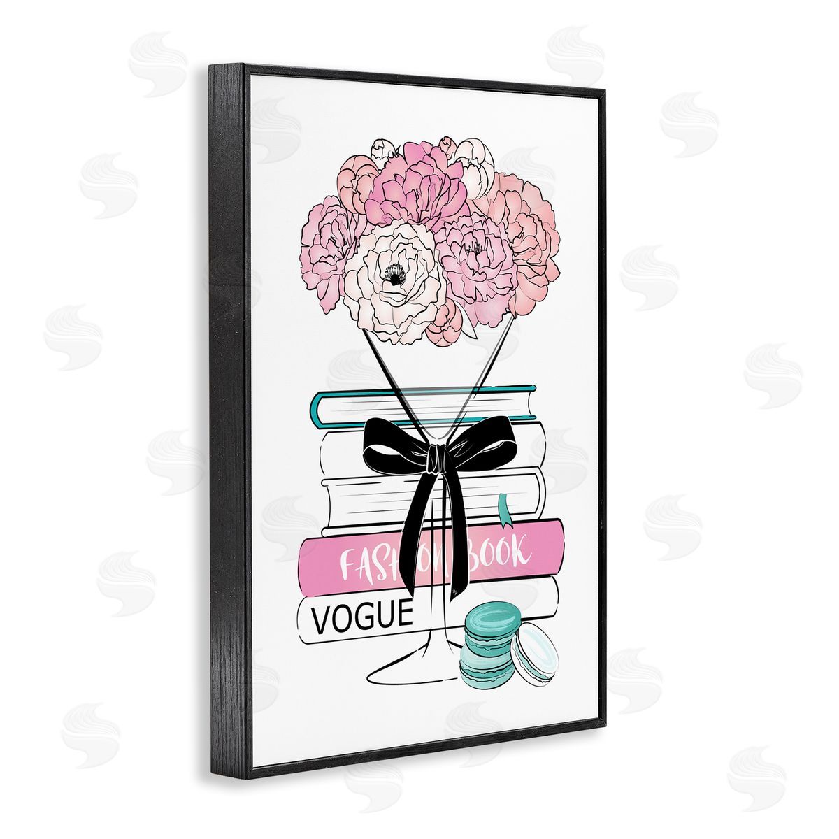 Flower Bouquet Martini Black Frame Print Wall Art, Home Decor by Martina Pavlova