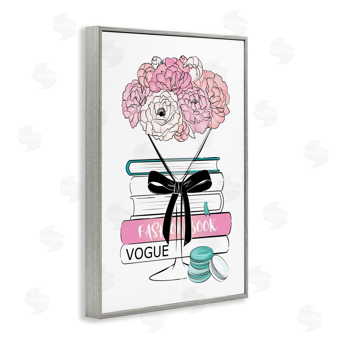 Flower Bouquet Martini Grey Frame Print Wall Art, Home Decor by Martina Pavlova