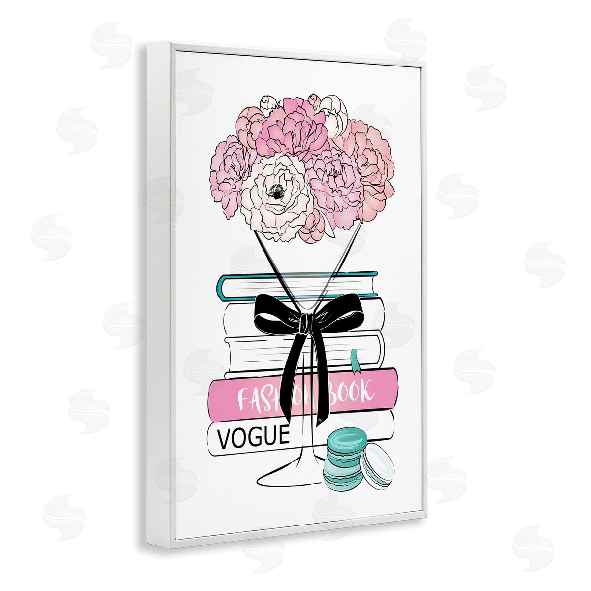 Flower Bouquet Martini White Frame Print Wall Art, Home Decor by Martina Pavlova