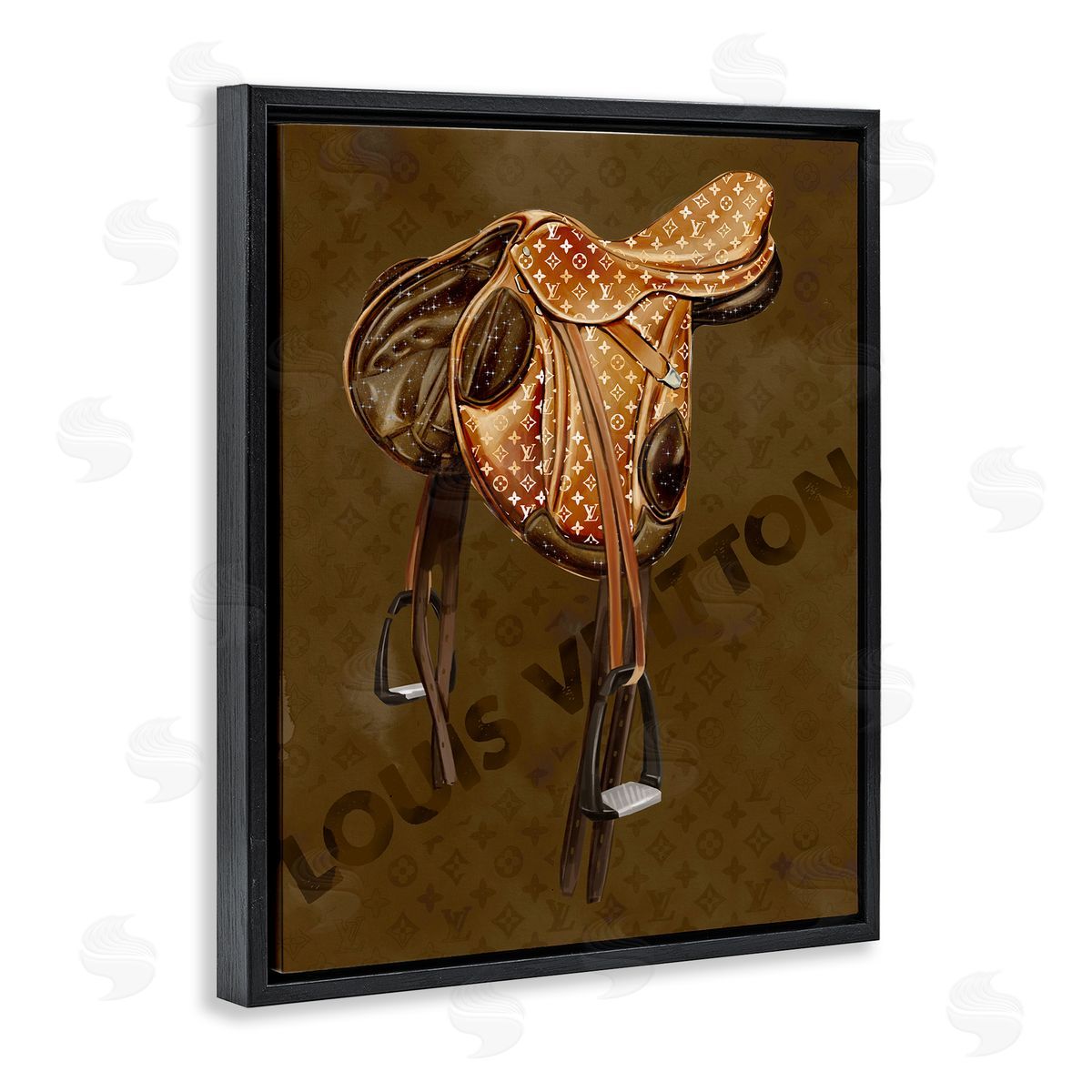 Glam Patterned Saddle Black Floating Frame Canvas Wall Art, Home Decor by Ziwei Li