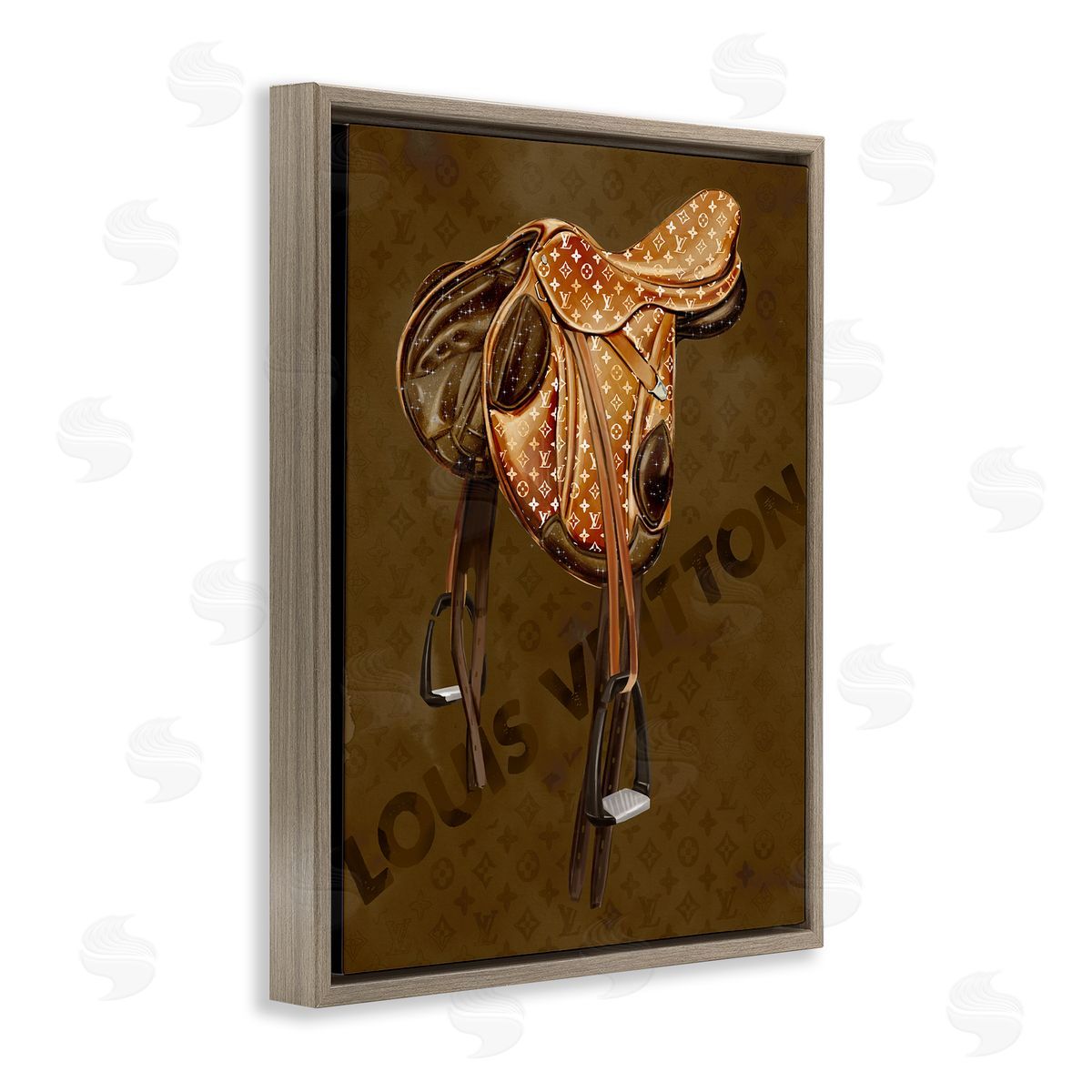 Glam Patterned Saddle Brown Floating Frame Canvas Wall Art, Home Decor by Ziwei Li