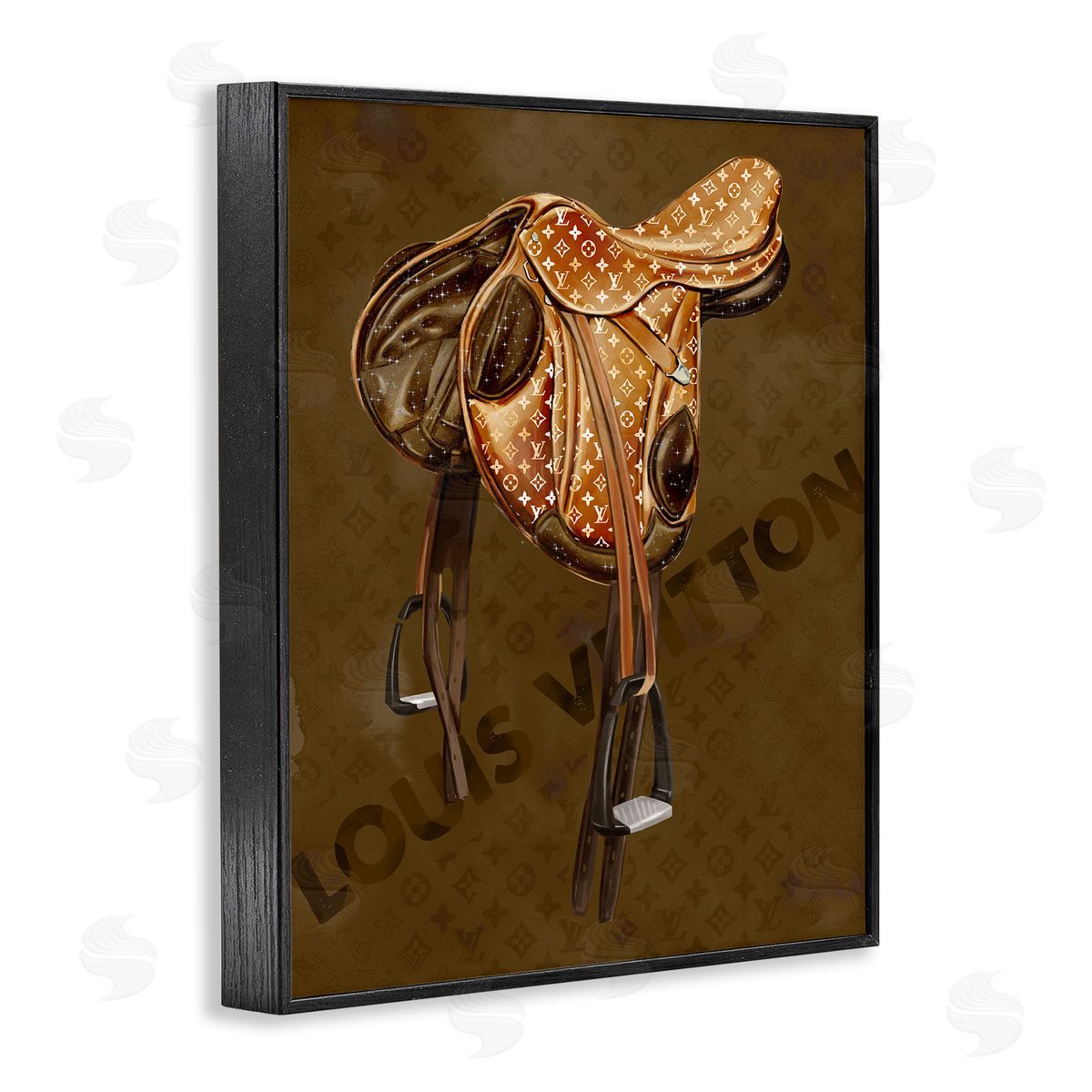 Glam Patterned Saddle Black Frame Print Wall Art, Home Decor by Ziwei Li