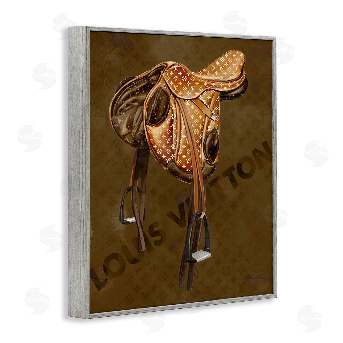 Glam Patterned Saddle Grey Frame Print Wall Art, Home Decor by Ziwei Li