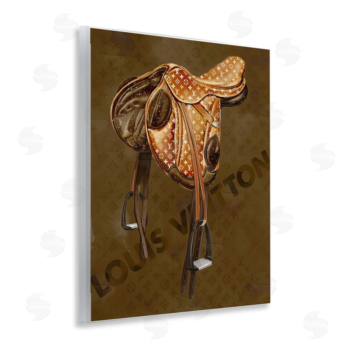 Glam Patterned Saddle Wood Plaque Wall Art, Home Decor by Ziwei Li